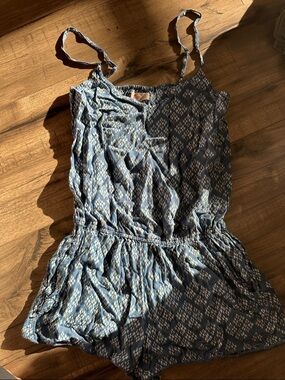 Hollister Blue Patterned Spaghetti-Strap Romper